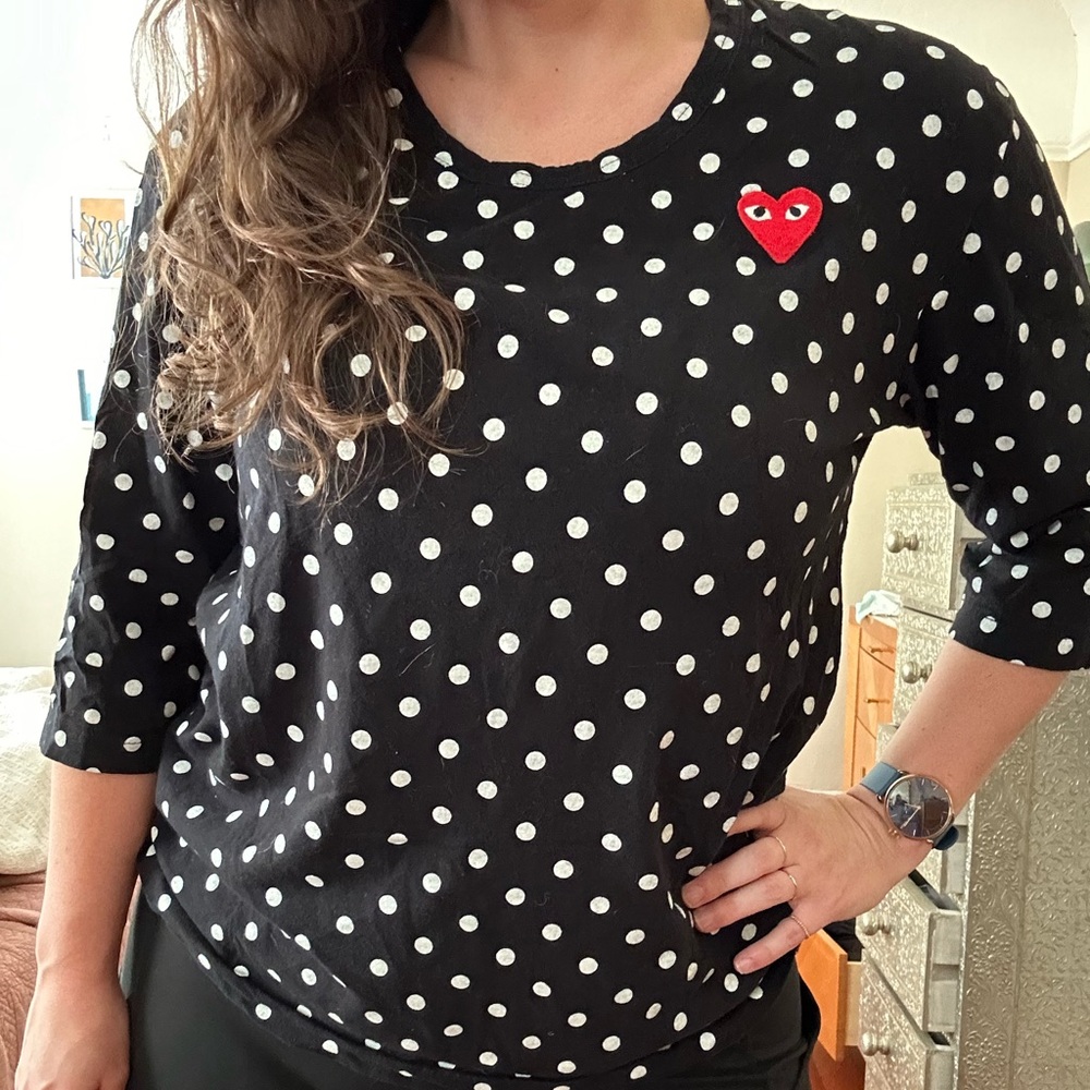 Comme Des Garçons Play — Polka Dot Long Sleeve T-Shirt - L